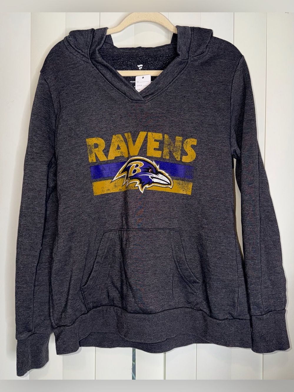 Fanatics NFL Baltimore Ravens Womens Hoodie Pockets Football Gray Purple Sz L